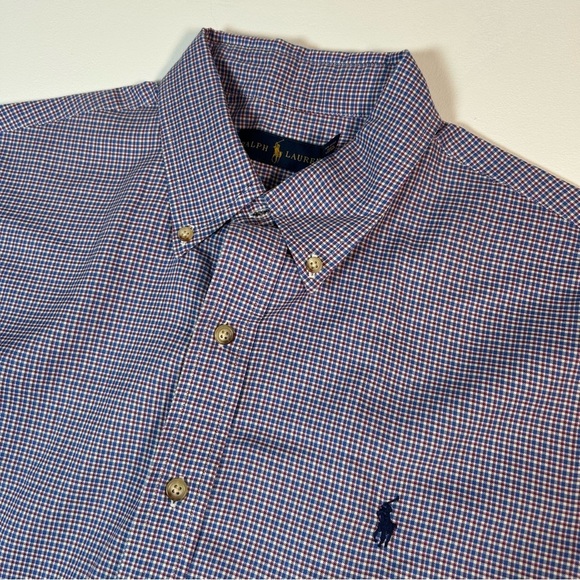 Ralph Lauren Long Sleeve Button Down Shirt Blue, Red and White Checkered Shirt L - Picture 1 of 12
